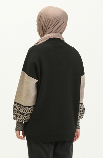 Ethnic Patterned Knit Sweater 22168-05 Black 22168-05