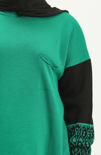 Ethnic Patterned Knit Sweater 22168-06 Green 22168-06