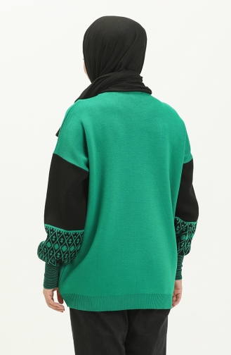 Ethnic Patterned Knit Sweater 22168-06 Green 22168-06
