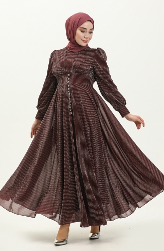 Weinrot Hijab-Abendkleider 13364