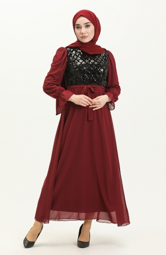 Weinrot Hijab-Abendkleider 13716