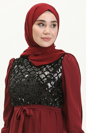 Weinrot Hijab-Abendkleider 13716