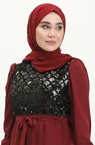 Weinrot Hijab-Abendkleider 13716