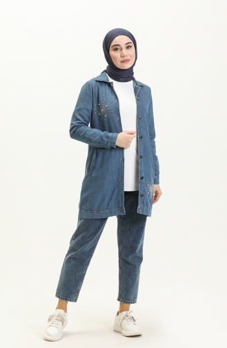 Jeansblau Hemd 14081