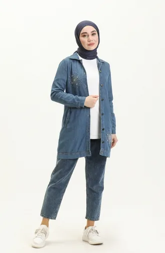 Jeansblau Hemd 14081