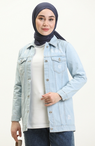 Düğmeli Kot Ceket Gri 6009