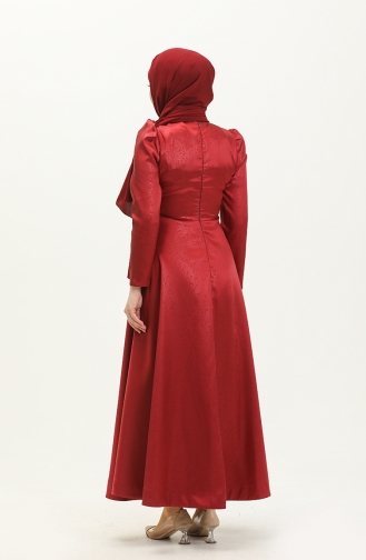 Claret Red Hijab Evening Dress 13670