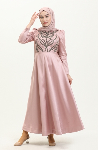 Dusty Rose Hijab Evening Dress 13672
