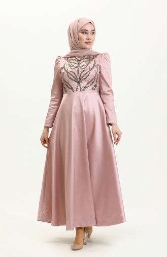 Dusty Rose Hijab Evening Dress 13672