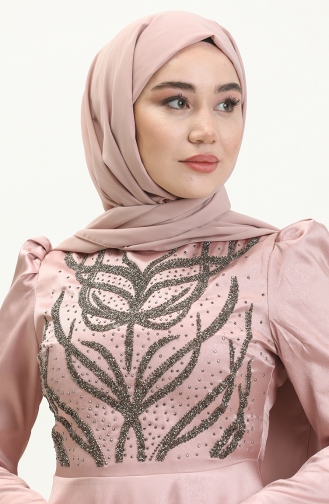Dusty Rose Hijab Evening Dress 13672