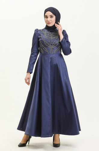 Indigo Hijab Evening Dress 13673