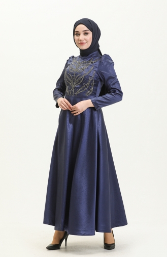 Indigo Hijab Evening Dress 13673