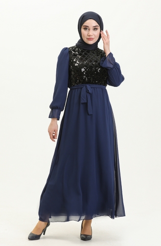 Indigo İslamitische Avondjurk 13715