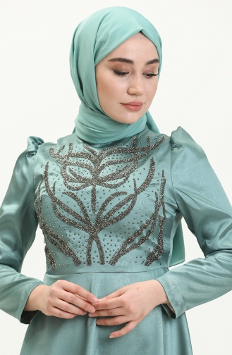 Mint green İslamitische Avondjurk 13674