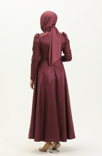 Plum Hijab Evening Dress 13671