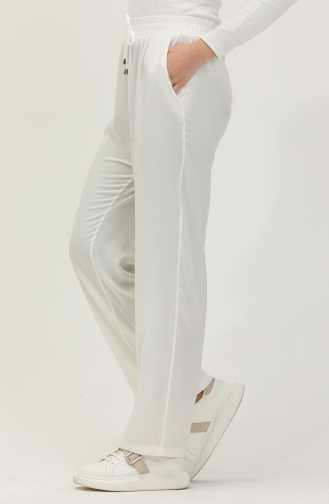  Wide Leg Pocketed Pants 6141-01 White 6141-01
