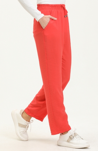 Hose mit weitem Bein und Taschendetail 6141-04 Granatapfelfarbe 6141-04