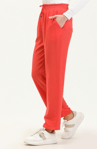 Hose mit weitem Bein und Taschendetail 6141-04 Granatapfelfarbe 6141-04