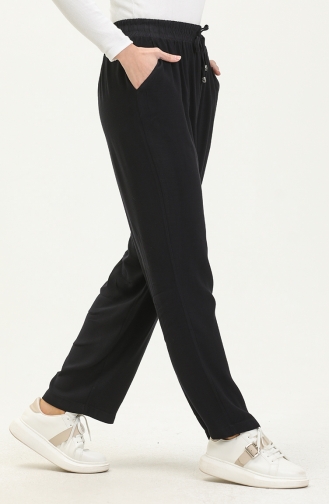 Wide Leg Pocketed Pants 6141-07 Dark Navy Blue 6141-07