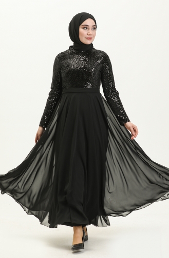 Black Hijab Evening Dress 13228