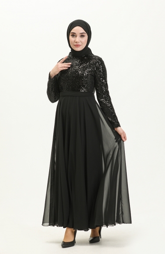 Black Hijab Evening Dress 13228
