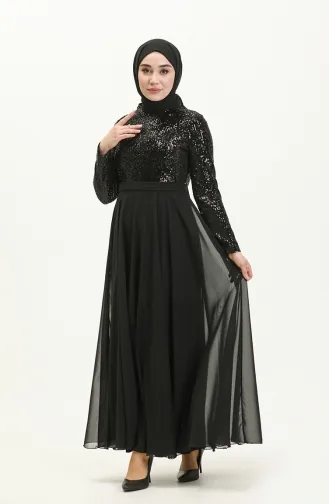 Schwarz Hijab-Abendkleider 13228