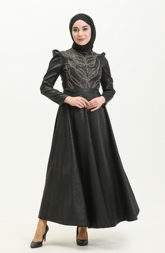 Black Hijab Evening Dress 13669