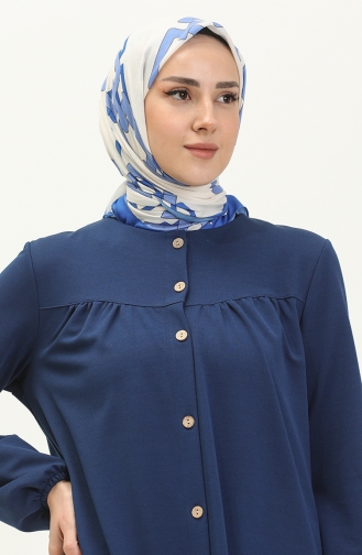 Tunique Boutonnée à Volants 1180-12 İndigo 1180-12