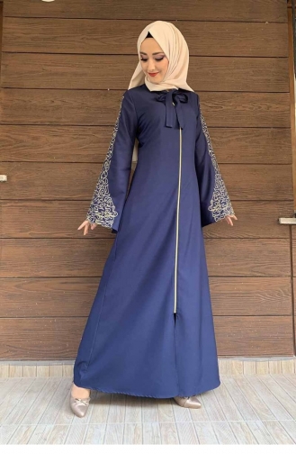 Nakış Detaylı Ferace Lacivert