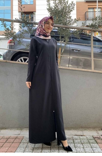 Fermuarlı Ve Cepli Ferace Siyah