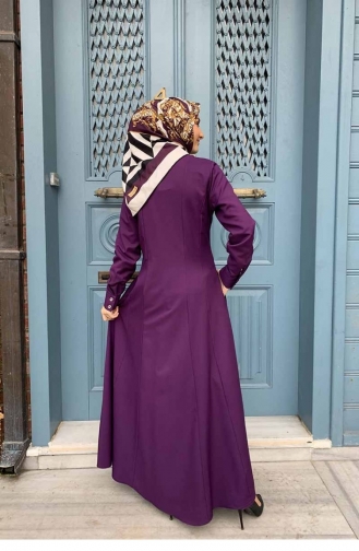 Manşeti Düğmeli Ferace Mor