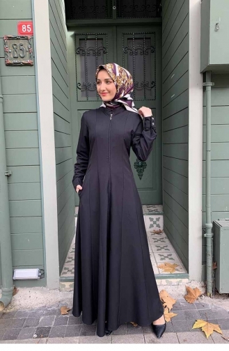 Manşeti Düğmeli Ferace Siyah