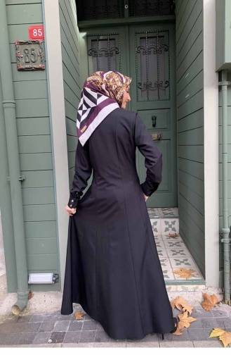 Manşeti Düğmeli Ferace Siyah