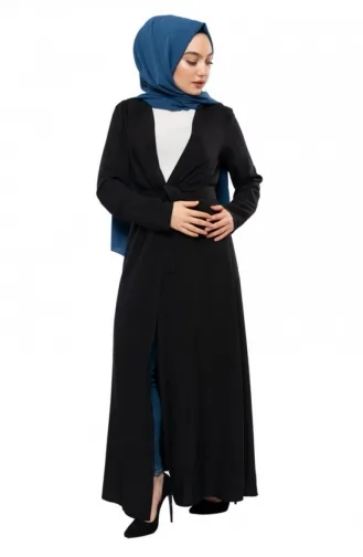 Kuşaklı Mevsimlik Abaya Siyah