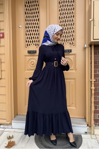Navy Blue Hijab Dress 0220SGS.LCV