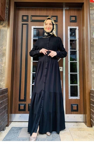 Schwarz Hijab Kleider 0222SGS.SYH