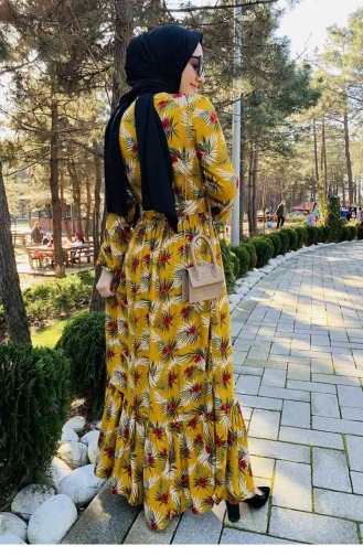 Mustard Hijab Dress 0237SGS.HRD