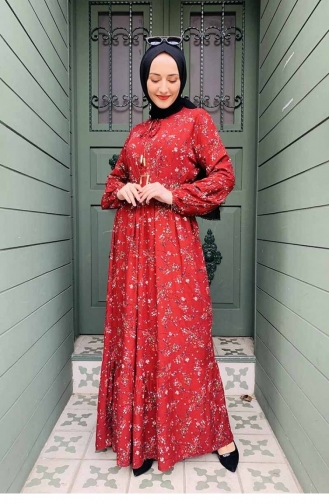 Claret Red Hijab Dress 0239SGS.BRD