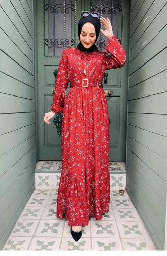 Claret red İslamitische Jurk 0239SGS.BRD