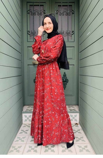Claret Red Hijab Dress 0239SGS.BRD