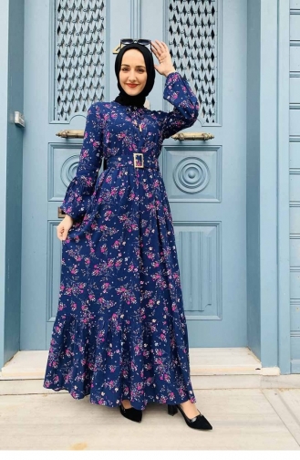 Navy Blue İslamitische Jurk 0239SGS.LCV