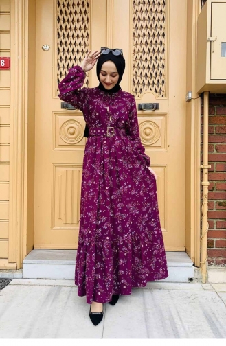 Plum Hijab Dress 0239SGS.MRD