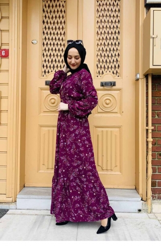 Plum Hijab Dress 0239SGS.MRD