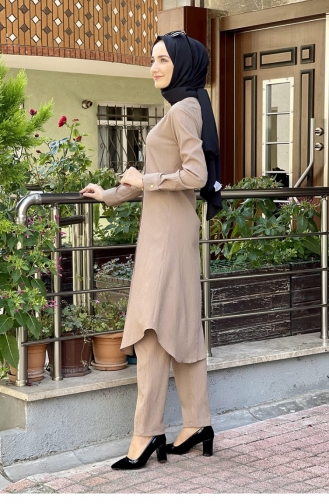 Düğmeli İkili Takım Vizon