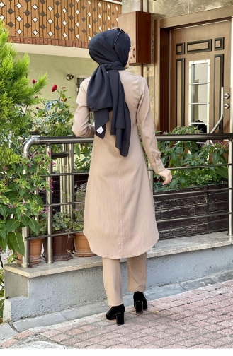 Düğmeli İkili Takım Vizon
