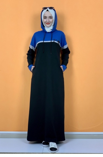 Schwarz Hijab Kleider 1009MG.SYH