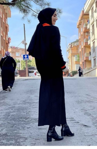 Yaka Detaylı Triko Hırka Siyah