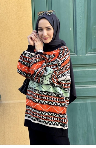 Desenli İkili Triko Takım Siyah