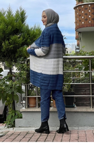 Renkli Triko Hırka İndigo
