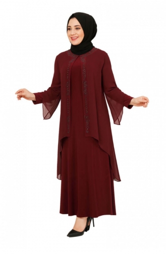 Weinrot Hijab Kleider 4000SMR.BRD
